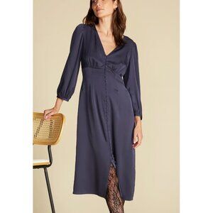 Amour Vert Aurelie Stretch Silk Bustier Dress - Night Sky Blue NWT XL